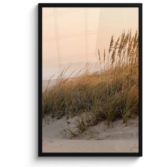 FrameYourWall Poster in lijst - Fotolijst 60x90 cm - Posters - Duinlandschap - Zonsondergang - Strand - Posterlijst zwart - Decoratie - Wanddecoratie woonkamer - Muurdecoratie slaapkamer