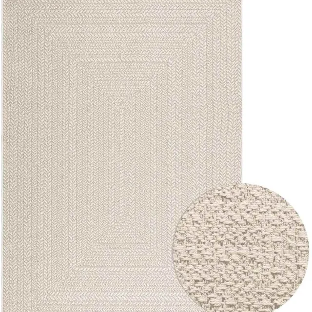 vidaXL Vloerkleed - ZIZUR - room - binnen - en - buiten - cm - jute - look crème