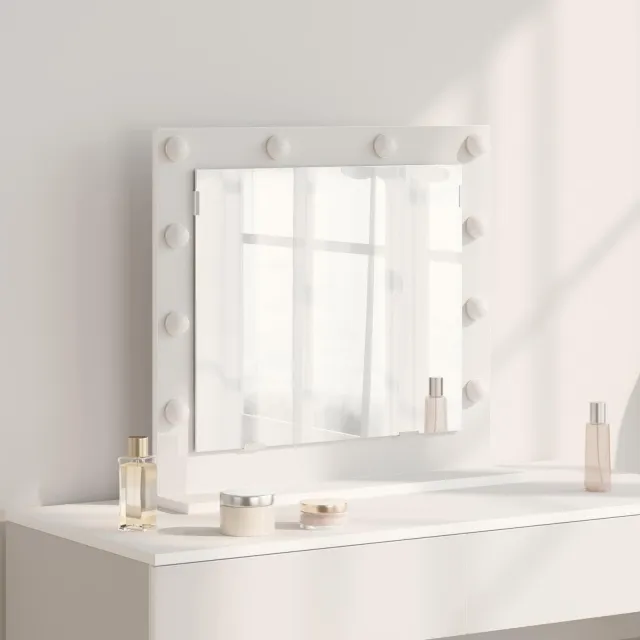 vidaXL Schmink Spiegel Wit 60 x 55 x 18 cm Glas en Hout met Kunststof