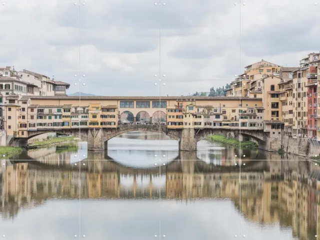 IXXI Ponte Vecchio in Florence, Photolovers - 80 x 60 cm - Grote wanddecoratie en posters - Klassiek, Fotografie, Gang, Woonkamer, Stad, Gebouwen Lichte tinten / Grijs