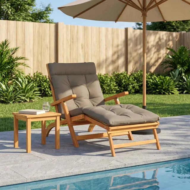vidaXL Ligstoel Kussen VIANEN 100% Polyester Taupe 200 x 80 x 8 cm
