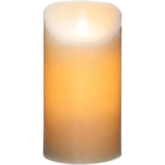 Atmosphera Led stompkaars - 1x stuks - Warm licht - Wit - 10 x 20 cm