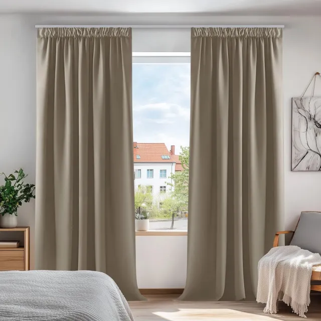 Famanu Warmtewerend gordijn, 140 x 240 cm, set van 2, taupe