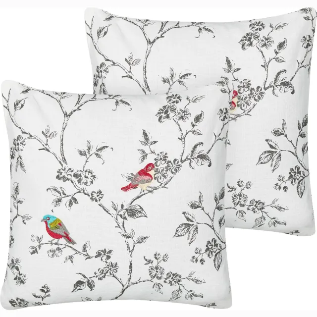Beliani DILLENIA - Sierkussen set van 2 - Gebroken wit - 45 x 45 cm - Katoen