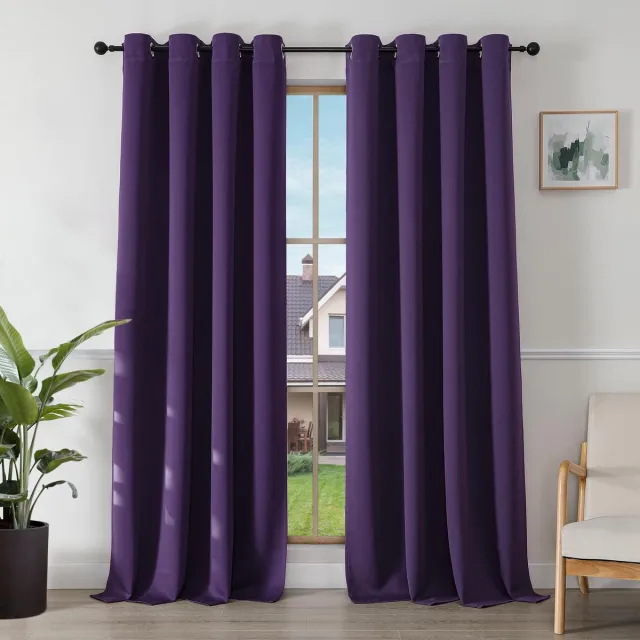 Ibenzoa Dichte Gordijnen met Insakringen, Set van 2, 245 x 140 cm, Donkerpaars - Thermisch Isolatie Materiaal