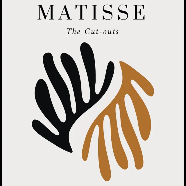 Esque Poster Henri Matisse - Cut-outs - Beige - Zwart - Abstract - Art Print 50x40 Zwart, Wit, Beige