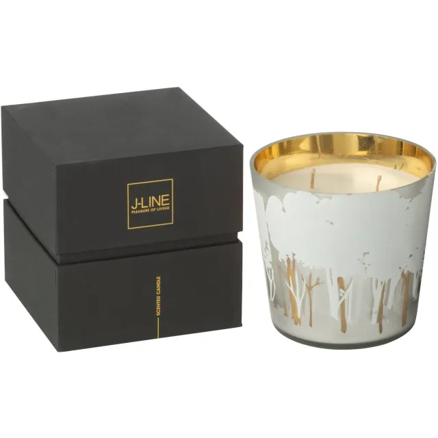 J-Line geurkaars Noa Bos - Ayra - glas - wit/goud - small - 50U
