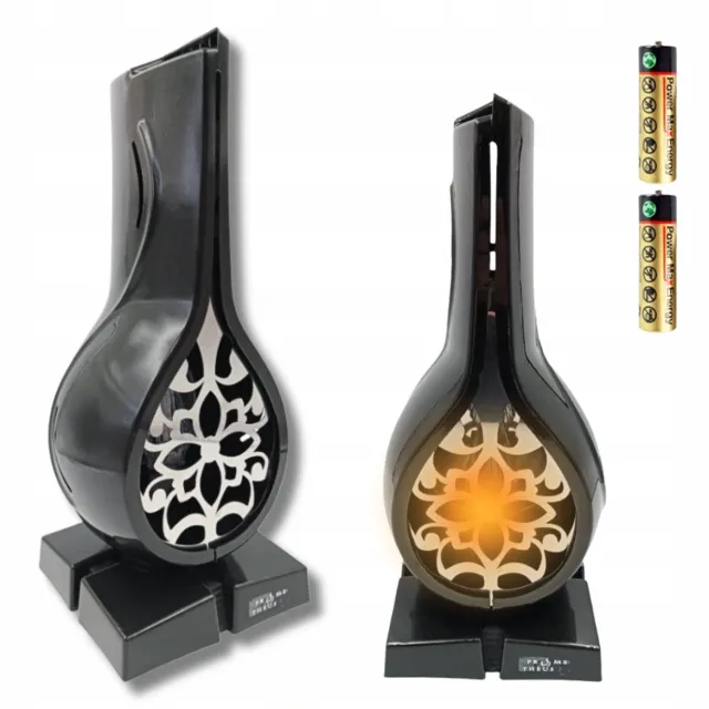 ZNICZ POLSKI LED-lantaarn kaars open haard vaas 31 cm - veilig en modern Zwart met zilveren accenten