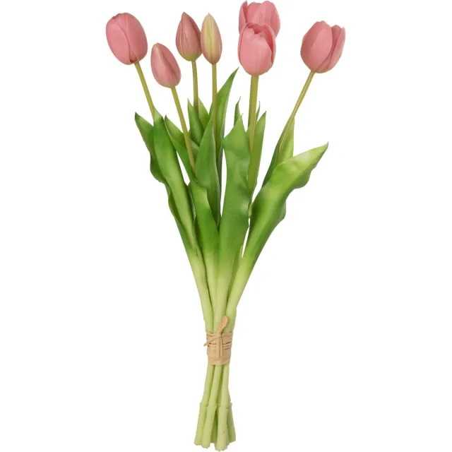 J-Line boeket Tulpen 7 Stuks - kunststof - roze - large