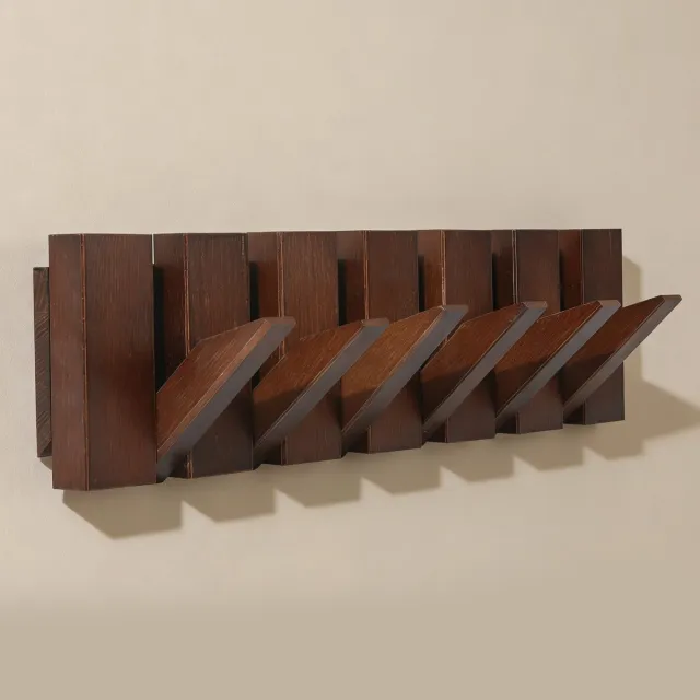 Norly Wandkapstok - Piano Kapstok - Kapstok Hangend - Kapstokken - Donker Eikenhout - 6 haken
