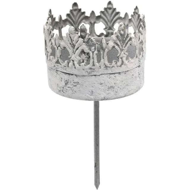 posiwio Waxinelichthouder metaal om op te plakken kaarsenhouder kroon Ø5,5cm 4 wit