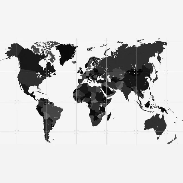 IXXI World, Kunst in Kaart - 140 x 100 cm - Grote wanddecoratie en posters - Grafisch Ontwerp, Minimalisme, Gang, Woonkamer, Reizen, Architectuur Zwart en wit / Monochroom / Zwart