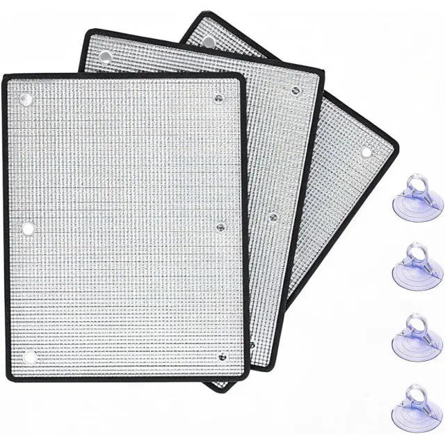 KZQ Dubbelzijdige warmte-isolerende en verkoelende raamfolie van aluminiumfolie — Reflecterende, hittebestendige raamsticker / Verduisterende zonwerende folie (zelfklevend zonder lijm, 60 x 100 cm) — Inclusief zuignappen zilver