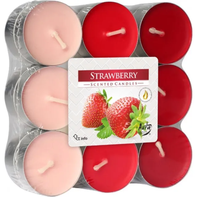Aegis Geurtheelichtjes Aardbei 18stuks - Waxinelichtjes Strawberry rood