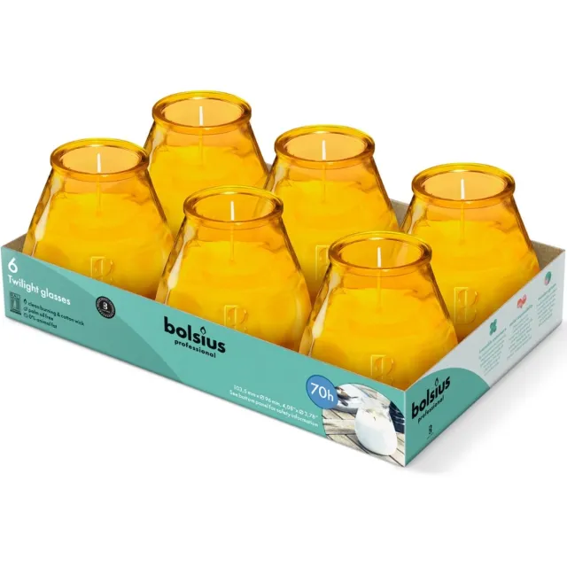 Bolsius Twilight - Kaars in glas - Patio - Amber - Tray 6 - 70 branduren