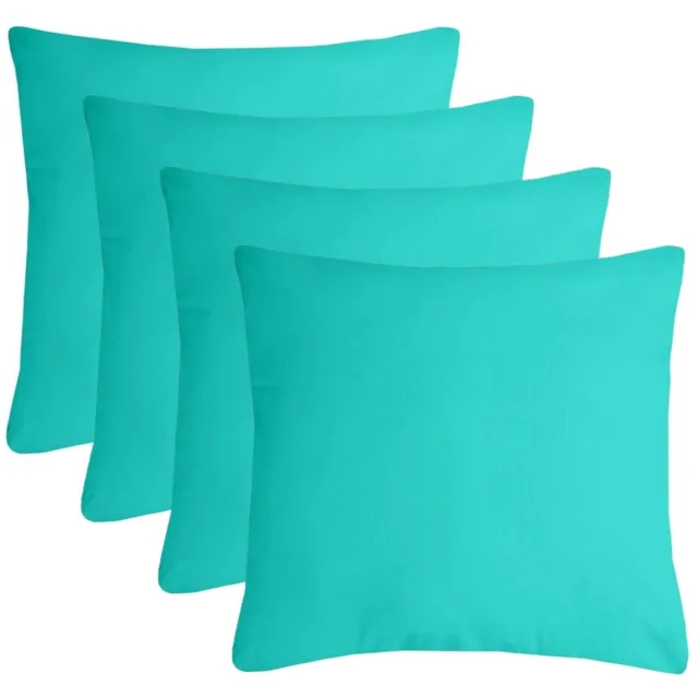 Stof Textile sierkussen Nelson - 4x - aqua blauw - 60 x 60 cm - bank kussens - zitkussens - binnen/buiten - polyester