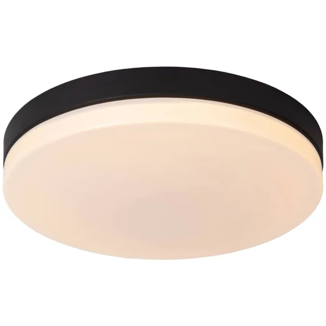 Lucide BISKIT - Plafonnière Badkamer - Ø40 cm - LED - 1x36W 2700K - IP44 - Beweging & dag/nacht sensor - Zwart
