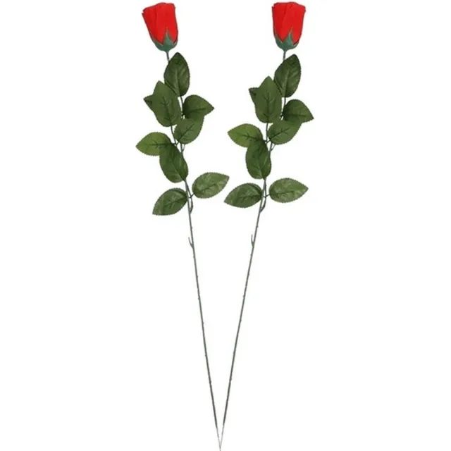 Shoppartners 2x Rode Rosa/roos kunstbloem 60 cm - Kunstrozen - Kunstbloemen boeketten rozen rood