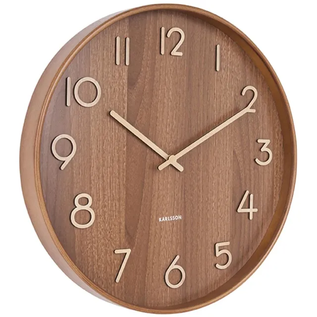 Karlsson Wandklok Pure - Donker lindehout - Large - Ø60cm - Scandinavisch Bruin