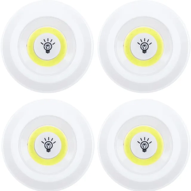 HOME DECO FACTORY Kastlampen rond - set 4x - dimmer - LED lampen - wit - D9 cm - zelfklevend