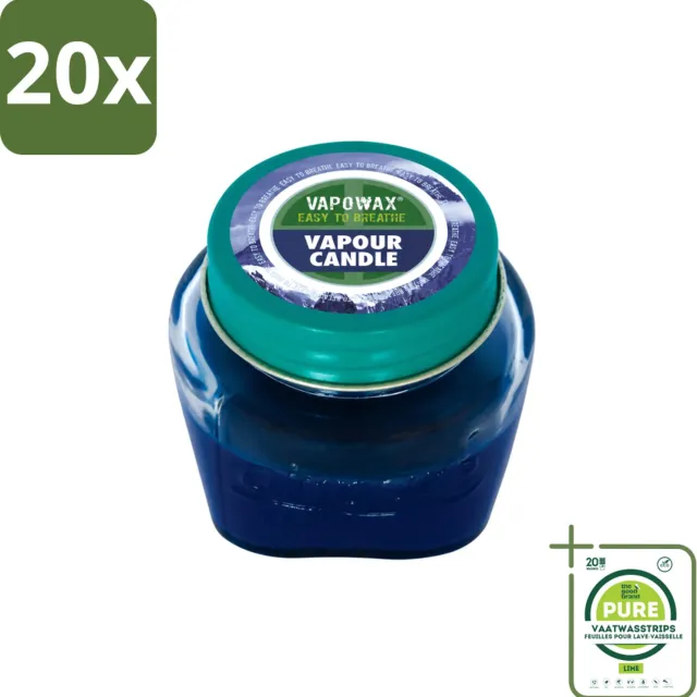 Airpure 20 x Airpure - Kaars Tegen Verkoudheid - Geurkaars - Verlichting bij Verkoudheid - 28,5 g - Grootverpakking - Vaatwasstrips - Kaars Tegen Verkoudheid - Geurige Kaars - Verlichting Bij Verkoudheid - Ademhaling Verlichten - Kaars Voor Griep blauw