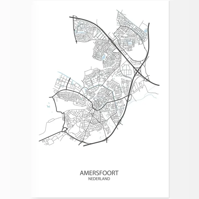 De Lange Koe Poster Amersfoort | Plattegrond | 29,7 x 42,0 cm (A3) Wit