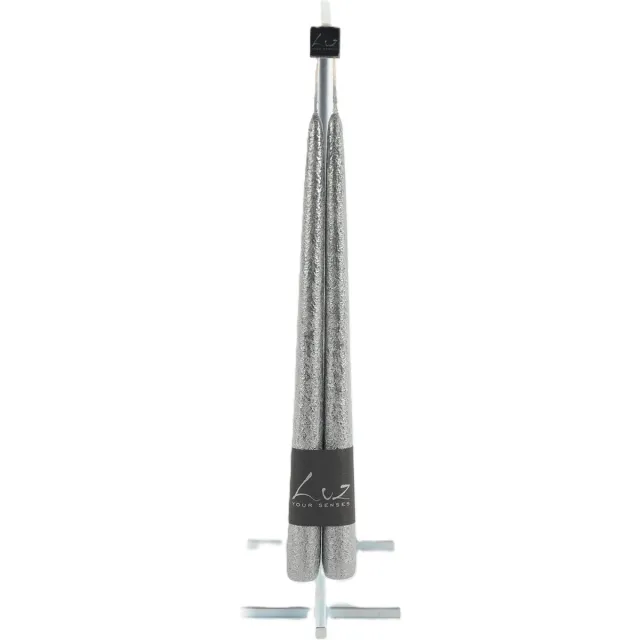 Rasteli Luz Your Senses Metal Kaars-Dinerkaarsen Zwart-Black Silver D 2,20 cm H 30 Voordeelaanbod van 2 x 2 Zilver
