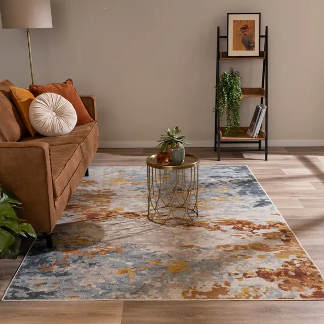 Fraai Modern vloerkleed - Bush Blauw/Terracotta - 80x150cm