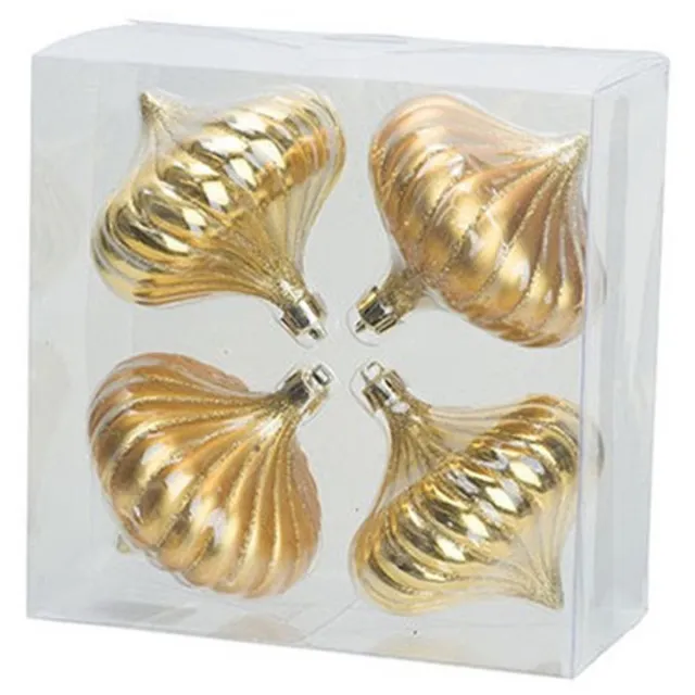 Cosy&Trendy 4x Gouden tol kerstballen 10 cm kunststof kerstversiering - Onbreekbare plastic kerstballen - Kerstboomversiering goud Goudkleurig