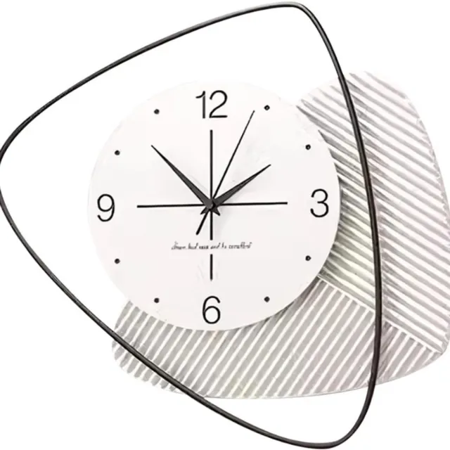 BOG Eenvoudige-Stille-Moderene-Creatieve-Metalen-Wandklok-Batterij-Aangedreven-Woonkamer-Keuken-Slaapkamer-Kantoor ZWART