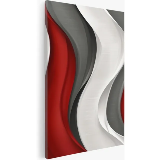 Saammp Canvas Schilderij - Rood wit patroon - Abstract - 80x120 - Foto op canvas - Wanddecoratie - Muurdecoratie Woonkamer - Slaapkamer decoratie - Canvas Print Multicolor