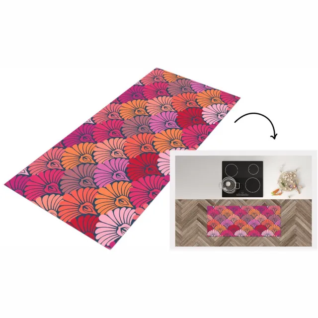 KitchenYeah Keukenloper - Keukenmat vinyl Patronen - Art Deco - Roze - Bloemen - Keukenmatten loper - Keuken vloerkleed tapijt, foto 2