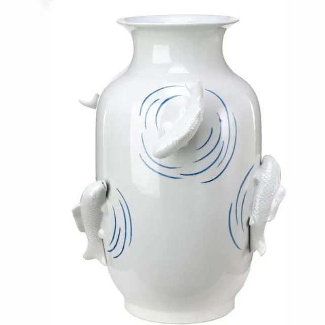 Pols Potten Vase Fish Pond blue Blauw,Wit