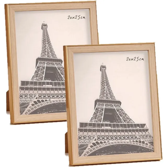 Giftdecor Arte Fotolijstje - 3x stuks - goud - 23 x 28 cm - geschikt voor een foto van 20 x 25 cm - Hangend en/of staand gebruik - Houten fotolijstjes