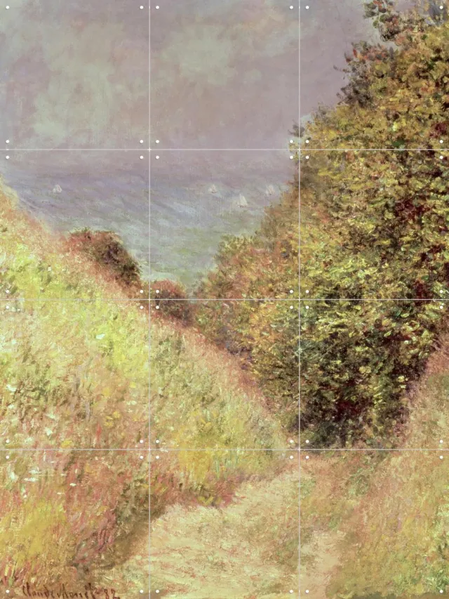 IXXI Chemin de la Cavee at Pourville, Claude Monet & Bridgeman Images - 60 x 80 cm - Grote wanddecoratie en posters - Impressionisme, Klassiek Groen / Warme kleuren