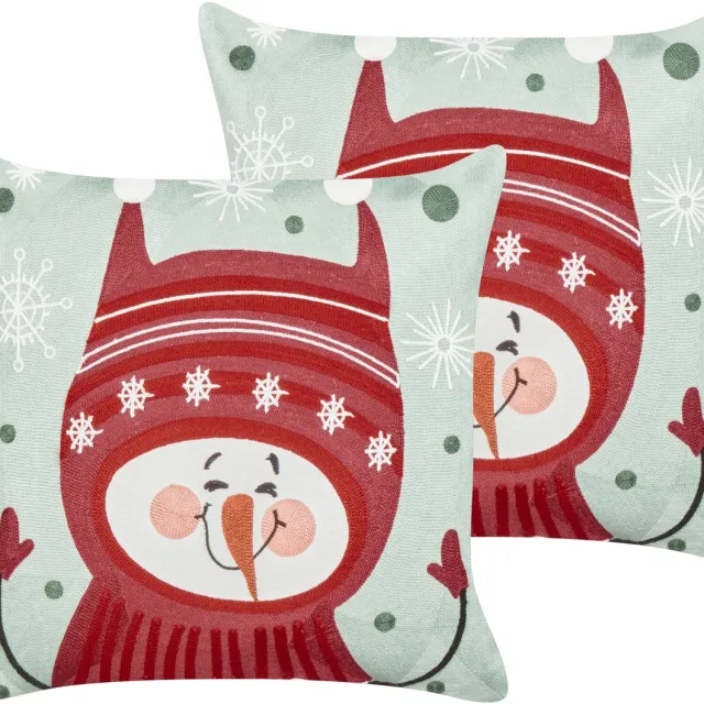 Beliani CUPCAKE - Sierkussen set van 2 - Rood/Groen - 45 x 45 cm - Katoen