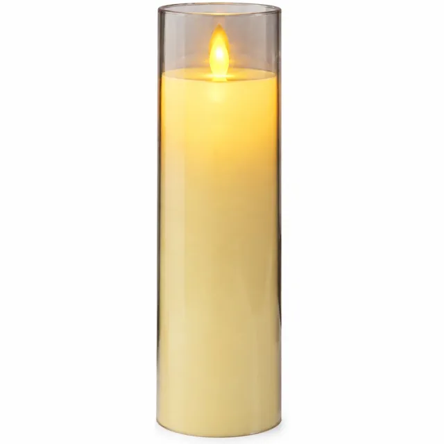 SWGOTA led kaarsen met bewegende vlam - ivoorkleurige uitvoering, 7,8 x 25 cm, warm licht en transparante kap voor kerst- en feestdecoratie