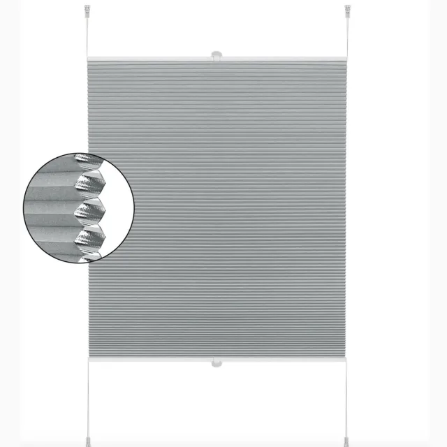Happyment Luxe Honinggraat gordijn - 95x130cm Rolgordijn - Grijs - Lichtdoorlatend - Isolerend - Zonder boren - Polyester