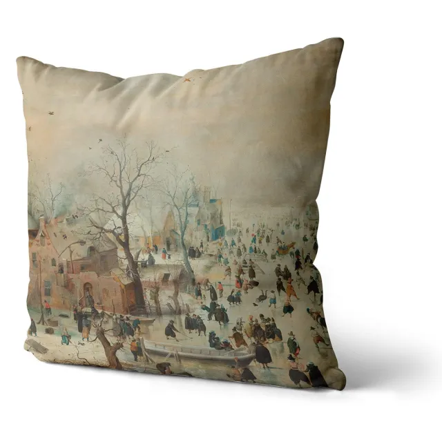 ZenXstore Dutch Design Sierkussens bij ZenXhome “Winter Landscape with Skaters” 40X40 inclusief kussens Winterinbrabant