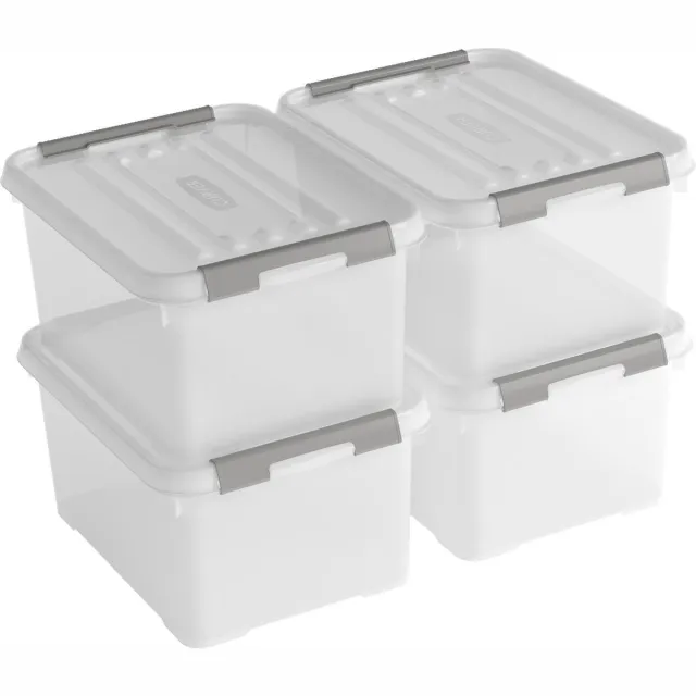 Curver Handy+ Opbergbox - 15L - 4 stuks - Transparant met deksel
