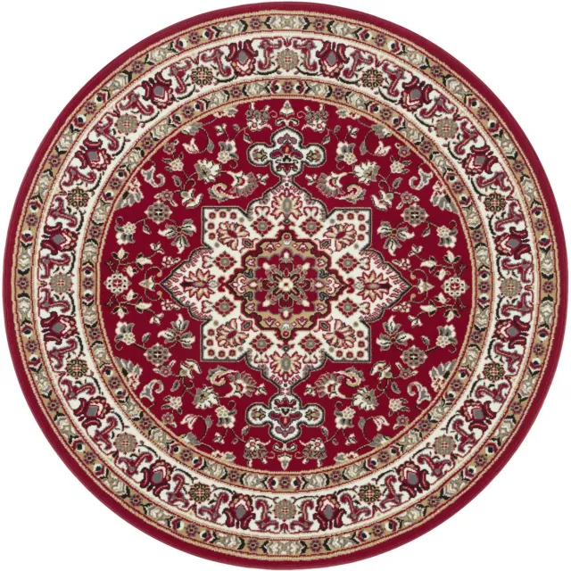 flycarpets Parun Rond Klassiek Vloerkleed - Rood - Perzisch / Oosters Tapijt - Laagpolig