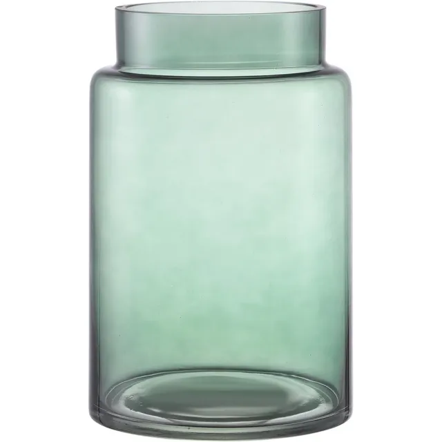 Famanu Grote glazen vaas - groene glazen vaas voor bloemen - grote bloemenvazen voor boeket - hoge vazen met brede opening voor thuis - bruiloft - woonkamer - kantoordecoratie - bruiloft - salontafel - 23 cm