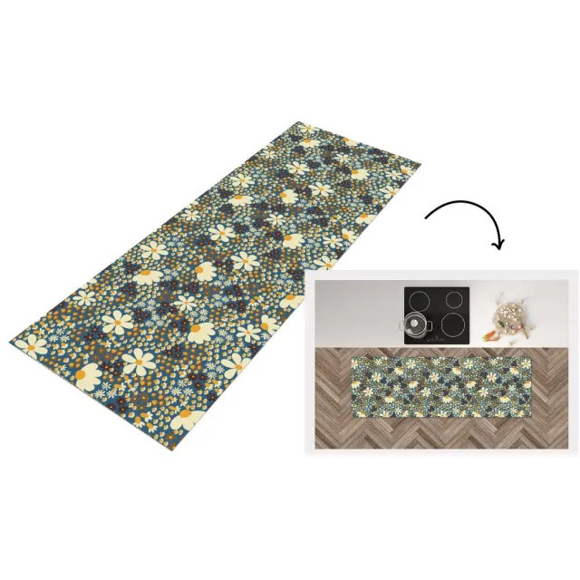 KitchenYeah Keukenloper - Loper keuken - Bloemen - Patroon - Madelief - Keukenloper vinyl multicolor