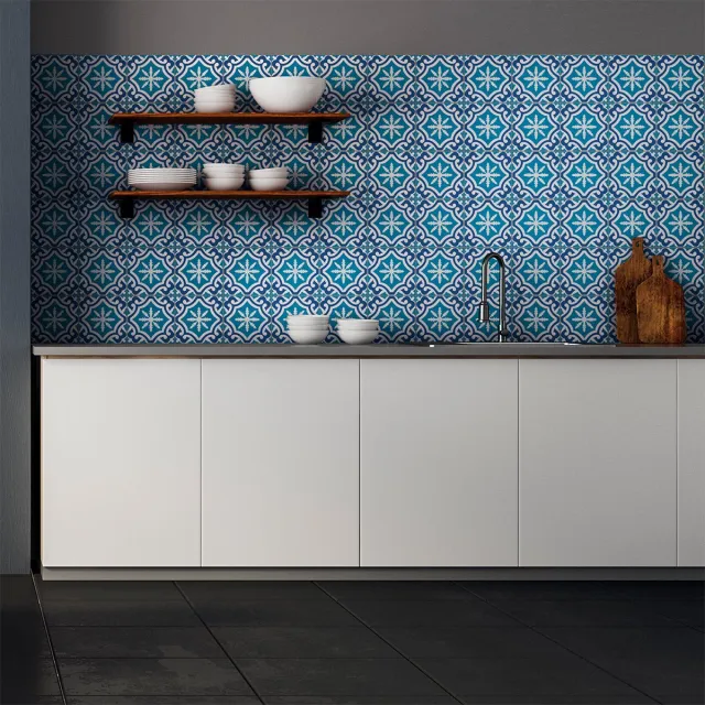 Ambiance Sticker Zelfklevende tegelmuurstickers voor keuken en badkamer - 60 Azulejos tegelstickers - 60 stickers 15x15cm Multi color