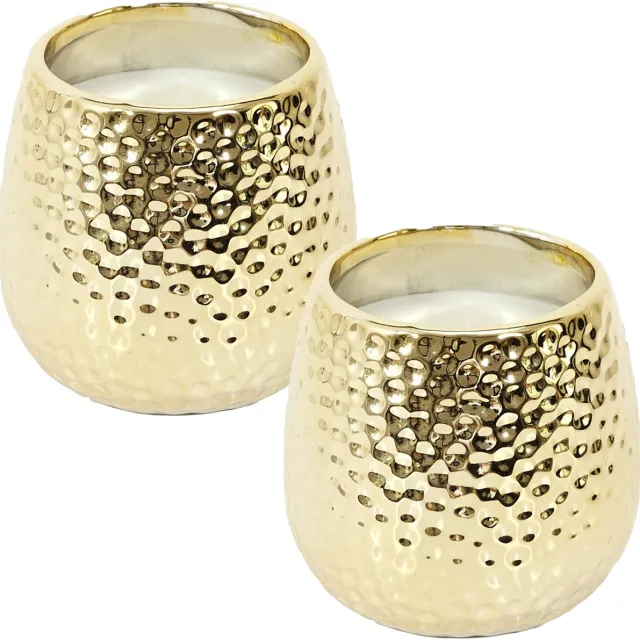 HOME DECO FACTORY Geurkaars - 2x - White Musk - goud - D21 cm - 25 branduren - sierkaars Goudkleurig