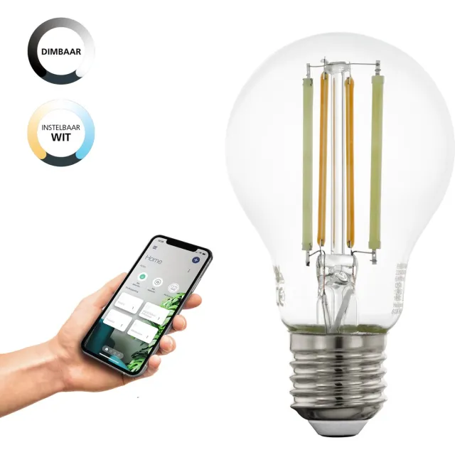 EGLO connect.z Smart LED Lamp - E27 - Ø 6 cm - Instelbaar wit licht - Dimbaar - Zigbee