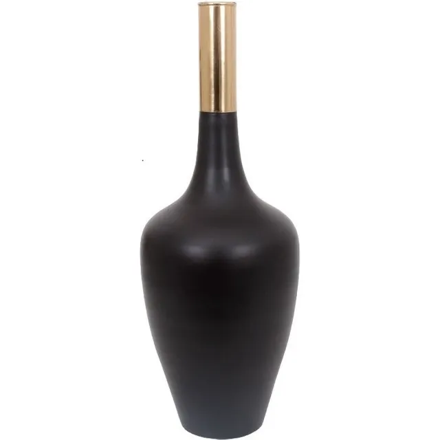 By Kohler vaas Sonia 22x22x59cm groot black/gold zwart/goud