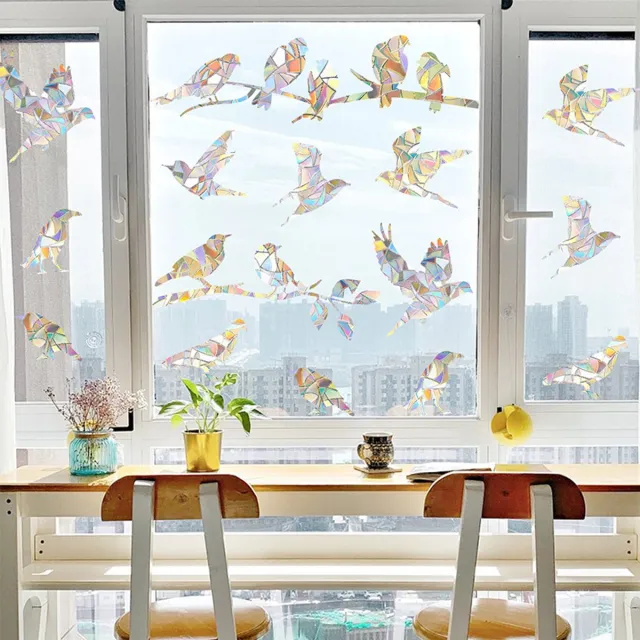 Cyslmuk Niet-klevende regenboog raamstickers - voor glas, Raamstickers, ter voor koming, van vogelbotsingen, Anti-botsings raamstickers met vogelmotief 2 vellen Kolibrie-stijl