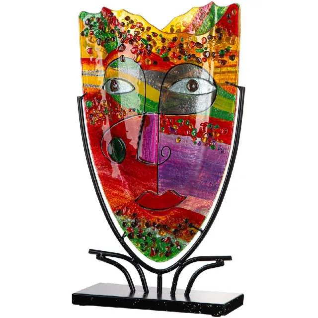 Rawa Geschenken Decoratievaas red lover 10x30x49 cm - glas en metaal - doorschijnend - handgemaakt geel