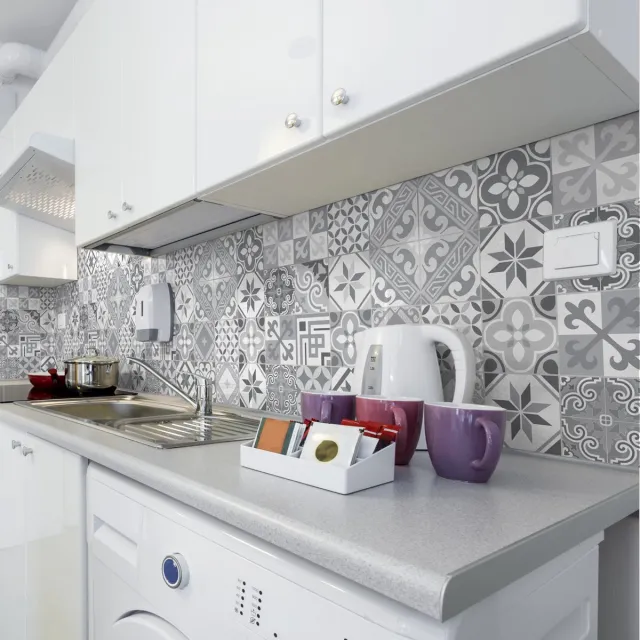 Ambiance Sticker Zelfklevende tegelmuurstickers voor keuken en badkamer - 24 Azulejos Micalina cementtegelstickers - 24 stickers 30x30cm Multi color